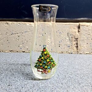 Vintage 1987 Pasabahce Turkish Christmas Bouquet Vase 7 1/8 Inches, NWOT🎄